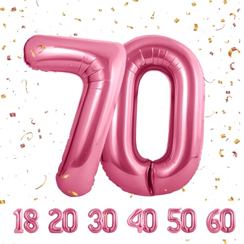 Geburtstag zahlen luftballon 70 jahre | Folienballon Rosa- Folienballon in 40"-101cm Geburtstagsdeko - Ballon Zahl Deko zum Geburtstag fliegt mit Helium für Männer Frauen 70.Geburtstagsparty Jubiläum von Partyhausy