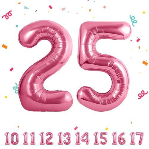 Zahlen luftballon 25 jahre | Rosa Folienballon-40"25 Geburtstagsdeko -25 Ballon Zahl Deko zum Geburtstag fliegt mit Helium 25.Geburtstag für Männer Frauen 25.Geburtstagsparty Jubiläum von Partyhausy