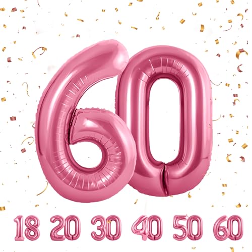 Zahlen luftballon 60 jahre | Rose Folienballon-40"60 Geburtstagsdeko -60 Ballon Zahl Deko zum Geburtstag fliegt mit Helium 60.Geburtstag für Männer Frauen 60.Geburtstagsparty Jubiläum von Partyhausy