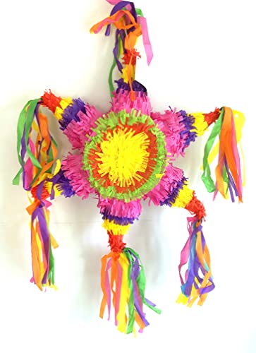 Pinata Mexican Star zum Befüllen und Aufhängen zur Party-Deko, Kinder-Geburtstag, Maße: 50 x 50 x 10 cm von Partyknicklichter