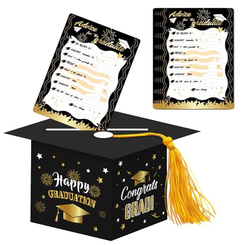 Partymall Graduation Party Supplies Graduation Card Box mit 24pcs Nachrichtenkarte für College Abschluss Party Supplies Dekorationen von Partymall