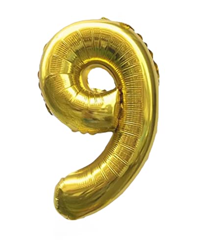 PartyNow! XXL Folienballon Zahl für Geburtstag - Luftballon 40" 101 cm - Farbe Gold - Nummer 1 2 3 4 5 6 7 8 9 0 - Fliegt mit Helium (9) von Partynow!