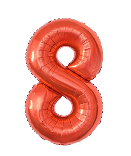 PartyNow! XXL Folienballon Zahl für Geburtstag - Luftballon 40" 101 cm - Farbe Rot - Nummer 1 2 3 4 5 6 7 8 9 0 - Fliegt mit Helium (8) von Partynow!