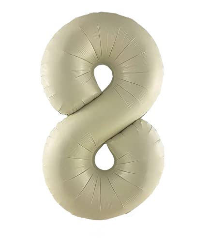 PartyNow! XXL Matt Folienballon Zahl für Geburtstag - Luftballon Matt 40" 101 cm - Farbe Creme - Alle Nummern 1 2 3 4 5 6 7 8 9 0 - Fliegt mit Helium (8) von Partynow!