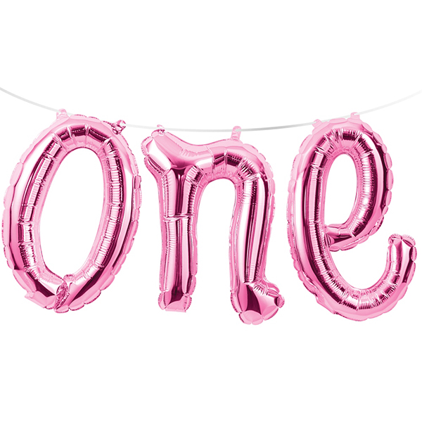 Folienballon-Buchstaben-Set One pink, 1 St. von Partystrolche