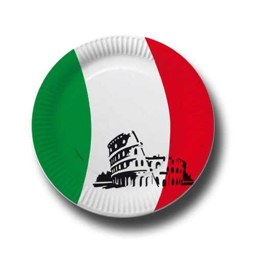 Pappteller mit Länderflaggen Motiv (Italien, 20) von Partyteller