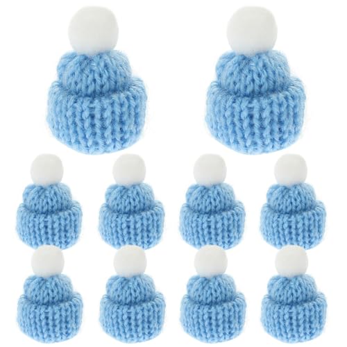 20 Stück Mini Strickmützen Kleine Weihnachtsmütze Weihnachtsmann Mütze Kopfschmuck Party Bevorzugt DIY Handgefertigte Accessoires (Hellblau) von Paryou