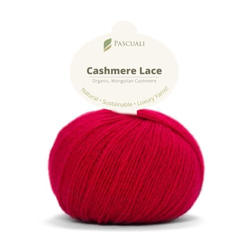 PASCUALI | Bio Cashmere Lace. Strickwolle aus 100% Kaschmirwolle Wolle zum Stricken und Häkeln, 1 Knäuel - 25g - Farbe: Erdbeere 58 von Pascuali