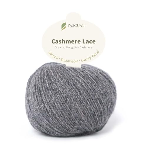 PASCUALI | Bio Cashmere Lace. Strickwolle aus 100% Kaschmirwolle Wolle zum Stricken und Häkeln, 1 Knäuel - 25g - Farbe: Graphit 04 von Pascuali