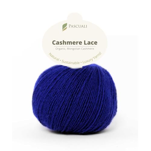 PASCUALI | Bio Cashmere Lace. Strickwolle aus 100% Kaschmirwolle Wolle zum Stricken und Häkeln, 1 Knäuel - 25g - Farbe: Indigo 34 von Pascuali