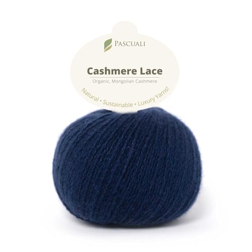 PASCUALI | Bio Cashmere Lace. Strickwolle aus 100% Kaschmirwolle Wolle zum Stricken und Häkeln, 1 Knäuel - 25g - Farbe: Navy 32 von Pascuali