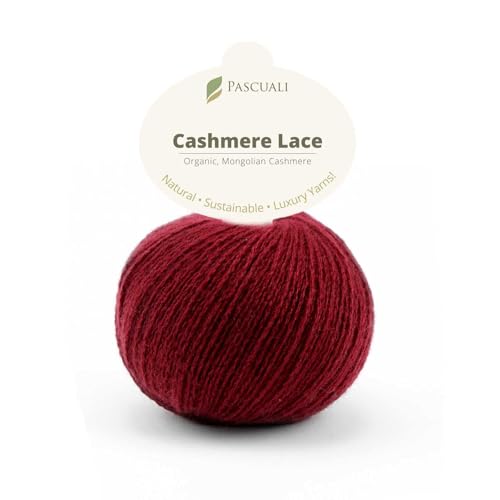 PASCUALI | Bio Cashmere Lace. Strickwolle aus 100% Kaschmirwolle Wolle zum Stricken und Häkeln, 1 Knäuel - 25g - Farbe: Rubin 28 von Pascuali