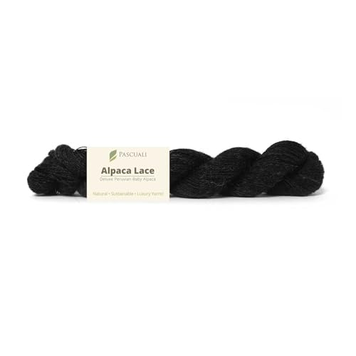 PASCUALI Alpaca Lace |Strickwolle aus 100% Alpakawolle, Alpaka Wolle zum Stricken und Häkeln, 1 Strang - 50g, Farbe:Schwarz 30 von Pascuali