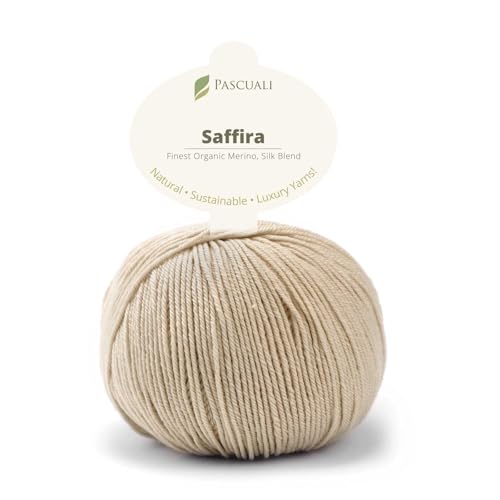 50 g Pascuali Saffira | 75% Schurwolle (Bio Merino Ultrafine, Mulesing frei), 25% Seide (Maulbeerseide), Farbe:Beige 32 von Pascuali