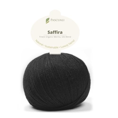 50 g Pascuali Saffira | 75% Schurwolle (Bio Merino Ultrafine, Mulesing frei), 25% Seide (Maulbeerseide), Farbe:Schwarz 28 von Pascuali