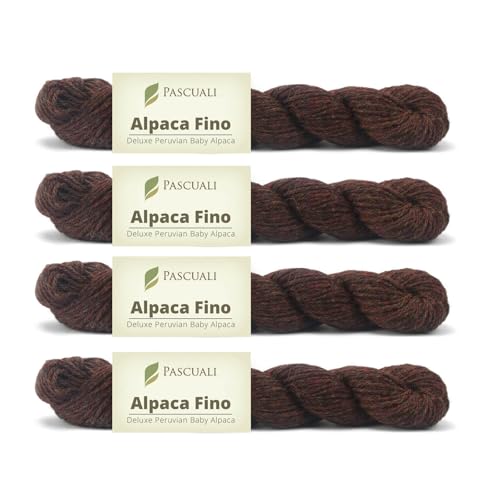 PASCUALI | Alpaca Fino | Strickwolle aus 100% Alpakawolle (Babyalpaka) Alpaka Wolle Alpaca Baby zum Stricken und Häkeln, SET: 4 Stränge - 200g - Farbe: Siena 34 von Pascuali