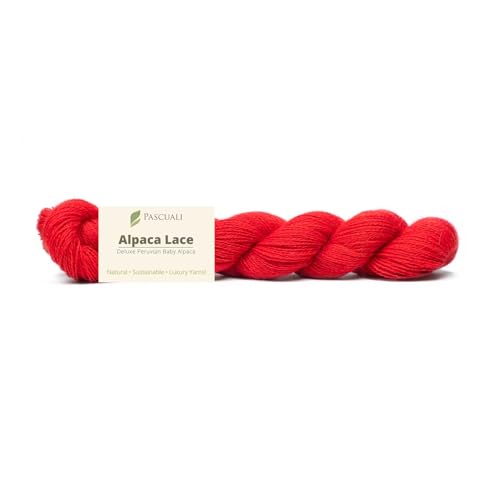 PASCUALI Alpaca Lace |Strickwolle aus 100% Alpakawolle, Alpaka Wolle zum Stricken und Häkeln, 1 Strang - 50g, Farbe:Mohnrot 41 von Pascuali