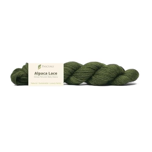 PASCUALI Alpaca Lace |Strickwolle aus 100% Alpakawolle, Alpaka Wolle zum Stricken und Häkeln, 1 Strang - 50g, Farbe:Olive 37 von Pascuali