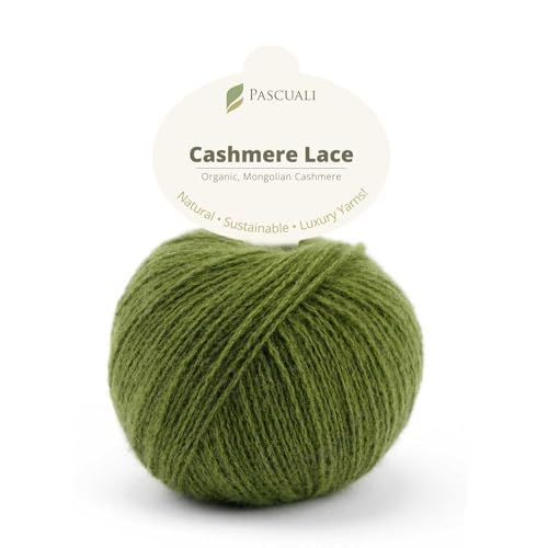 PASCUALI | Bio Cashmere Lace. Strickwolle aus 100% Kaschmirwolle Wolle zum Stricken und Häkeln, 1 Knäuel - 25g - Farbe: Alge 46 von Pascuali