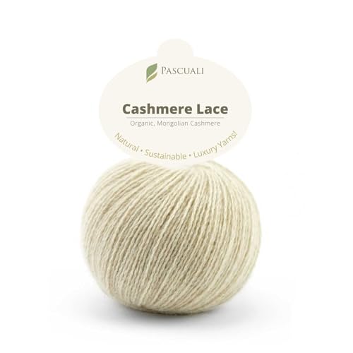 PASCUALI | Bio Cashmere Lace. Strickwolle aus 100% Kaschmirwolle Wolle zum Stricken und Häkeln, 1 Knäuel - 25g - Farbe: Creme 20 von Pascuali