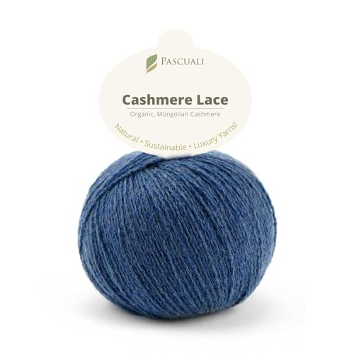 PASCUALI | Bio Cashmere Lace. Strickwolle aus 100% Kaschmirwolle Wolle zum Stricken und Häkeln, 1 Knäuel - 25g - Farbe: Denim 40 von Pascuali