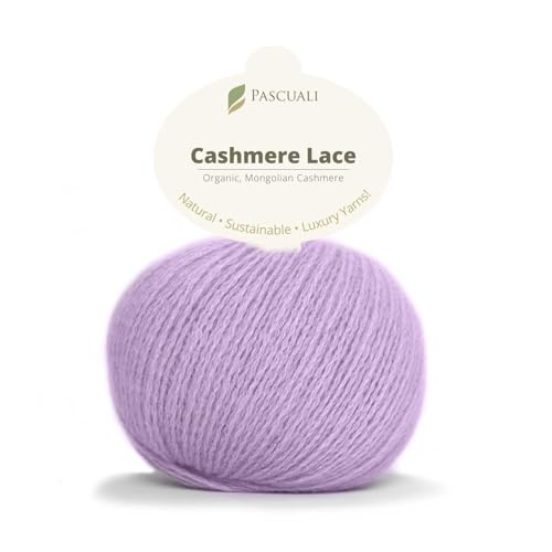 PASCUALI | Bio Cashmere Lace. Strickwolle aus 100% Kaschmirwolle Wolle zum Stricken und Häkeln, 1 Knäuel - 25g - Farbe: Flieder 62 von Pascuali