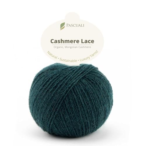 PASCUALI | Bio Cashmere Lace. Strickwolle aus 100% Kaschmirwolle Wolle zum Stricken und Häkeln, 1 Knäuel - 25g - Farbe: Seegrün 44 von Pascuali