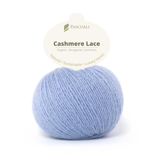 PASCUALI | Bio Cashmere Lace. Strickwolle aus 100% Kaschmirwolle Wolle zum Stricken und Häkeln, 1 Knäuel - 25g - Farbe: Taubenlau 38 von Pascuali