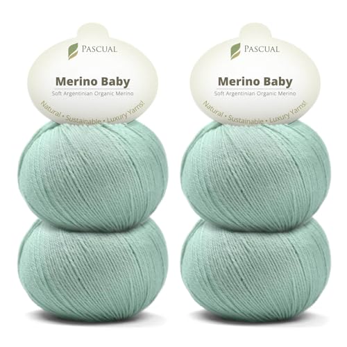 PASCUALI Merino Baby|Strickwolle aus 100% Schurwolle aus Merino, Merinowolle zum Stricken und Häkeln, SET: 4 Knäuel - 200 g, Farbe: Karibik 317 von Pascuali