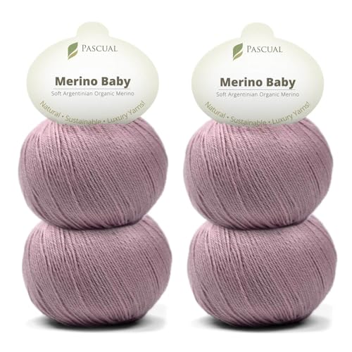 PASCUALI Merino Baby|Strickwolle aus 100% Schurwolle aus Merino, Merinowolle zum Stricken und Häkeln, SET: 4 Knäuel - 200 g, Farbe: Rosenquarz 311 von Pascuali