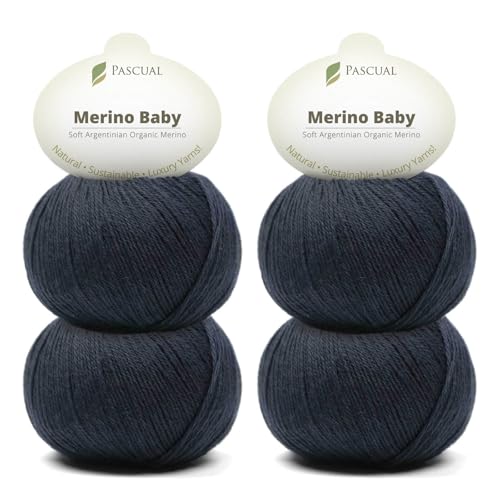 PASCUALI Merino Baby|Strickwolle aus 100% Schurwolle aus Merino, Merinowolle zum Stricken und Häkeln, SET: 4 Knäuel - 200 g, Farbe: Schiefer 303 von Pascuali