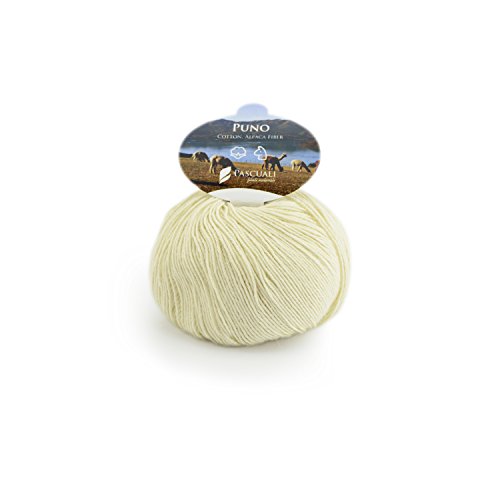 PASCUALI | Puno | Strickwolle aus 70% Baumwolle und 30% Alpakawolle Alpaka Wolle Alpaca Baby zum Stricken und Häkeln, 1 Knäuel - 50g - Farbe:Birkenbaum 20 von Pascuali