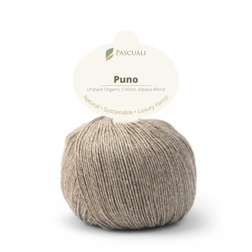 PASCUALI | Puno| Strickwolle aus 70% Baumwolle und 30% Alpakawolle Alpaka Wolle Alpaca Baby zum Stricken und Häkeln, 1 Knäuel - 50g - Farbe:Walnussbaum 26 von Pascuali