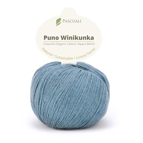 PASCUALI | Puno Winikunka | Strickwolle aus 70% Baumwolle (Bio) und 30% Alpakawolle Alpaka Wolle Alpaca Baby zum Stricken und Häkeln, 1 Knäuel - 50g - Farbe:Horizont 75 von Pascuali