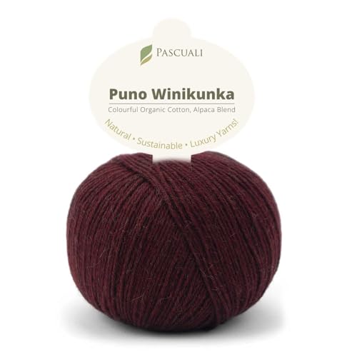 PASCUALI | Puno Winikunka | Strickwolle aus 70% Baumwolle und 30% Alpakawolle Alpaka Wolle Alpaca Baby zum Stricken und Häkeln, 1 Knäuel - 50g - Farbe:Bordeaux 68 von Pascuali