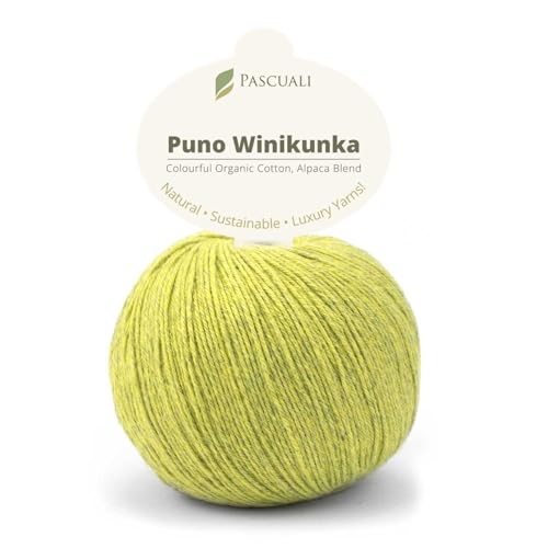 PASCUALI | Puno Winikunka | Strickwolle aus 70% Baumwolle und 30% Alpakawolle Alpaka Wolle Alpaca Baby zum Stricken und Häkeln, 1 Knäuel - 50g - Farbe:Farn 63 von Pascuali