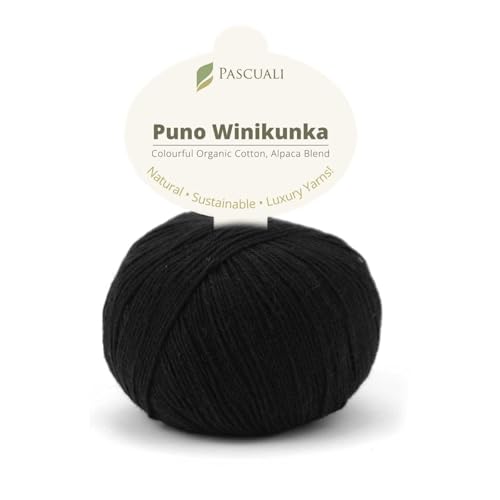 PASCUALI | Puno Winikunka | Strickwolle aus 70% Baumwolle und 30% Alpakawolle Alpaka Wolle Alpaca Baby zum Stricken und Häkeln, 1 Knäuel - 50g - Farbe:Kohle 50 von Pascuali