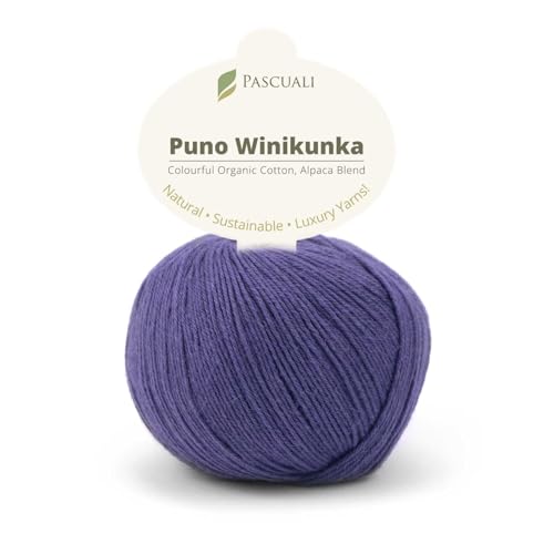 PASCUALI | Puno Winikunka | Strickwolle aus 70% Baumwolle und 30% Alpakawolle Alpaka Wolle Alpaca Baby zum Stricken und Häkeln, 1 Knäuel - 50g - Farbe:Lupine 55 von Pascuali