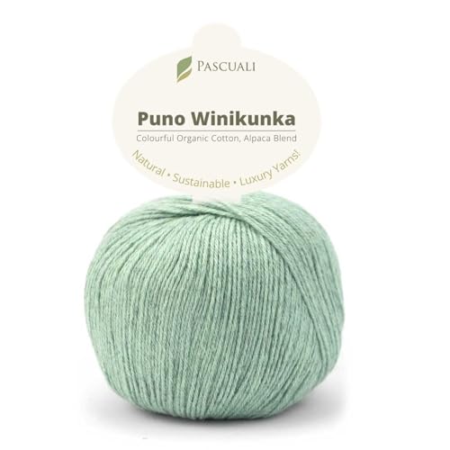 PASCUALI | Puno Winikunka | Strickwolle aus 70% Baumwolle und 30% Alpakawolle Alpaka Wolle Alpaca Baby zum Stricken und Häkeln, 1 Knäuel - 50g - Farbe:Salbei 61 von Pascuali