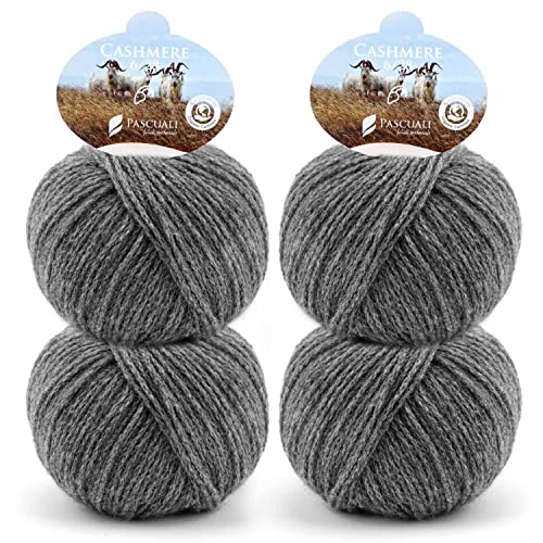 Pascuali Bio Cashmere 6/28. Strickwolle aus 100% Kaschmirwolle Wolle zum Stricken und Häkeln, 4 Knäuel - 100 g - Farbe:Graphit 04 von Pascuali