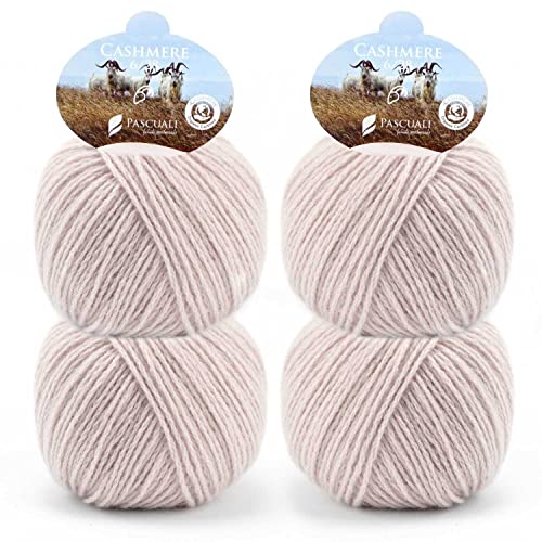 Pascuali Bio Cashmere 6/28. Strickwolle aus 100% Kaschmirwolle Wolle zum Stricken und Häkeln, 4 Knäuel - 100 g - Farbe:Rosenquarz 10 von Pascuali