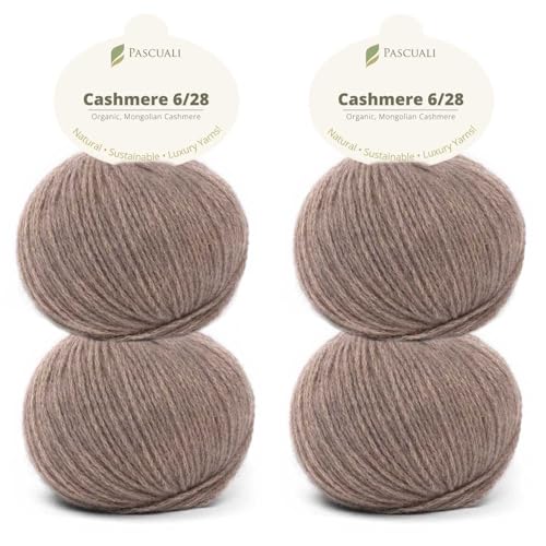 Pascuali Bio Cashmere 6/28. Strickwolle aus 100% Kaschmirwolle Wolle zum Stricken und Häkeln, 4 Knäuel - 100 g - Farbe:Taupe 56 von Pascuali