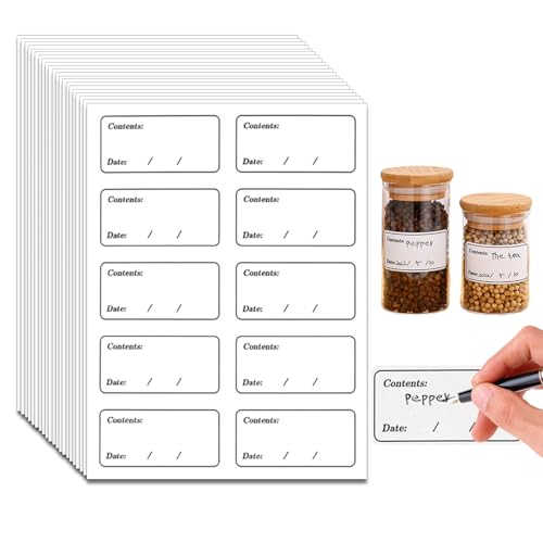 Pasdrucn 800 Stück Datum Etiketten, Gefrieretiketten Selbstklebend, 5.7x2.7cm Gefrieretiketten Zum Beschriften, Klebeetiketten Zum Beschriften, Haushaltsetiketten Für Küche Marmelade (A) von Pasdrucn