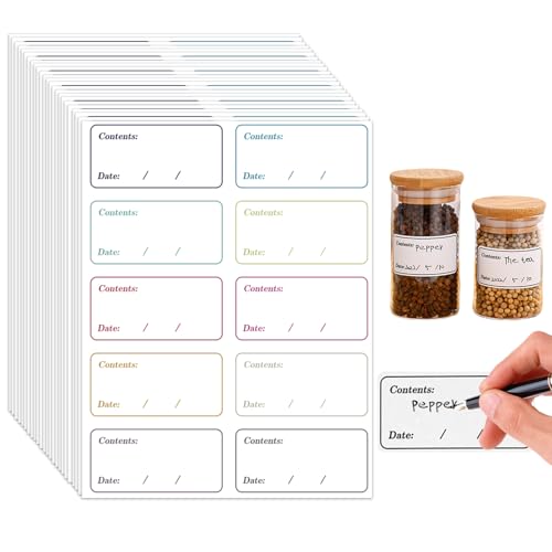 Pasdrucn 800 Stück Datum Etiketten, Gefrieretiketten Selbstklebend, 5.7x2.7cm Gefrieretiketten Zum Beschriften, Klebeetiketten Zum Beschriften, Haushaltsetiketten Für Küche Marmelade (B) von Pasdrucn