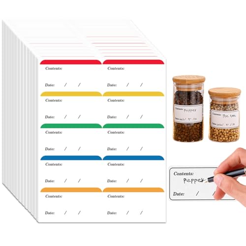 Pasdrucn 800 Stück Datum Etiketten, Gefrieretiketten Selbstklebend, 5.7x2.7cm Gefrieretiketten Zum Beschriften, Klebeetiketten Zum Beschriften, Haushaltsetiketten Für Küche Marmelade (C) von Pasdrucn