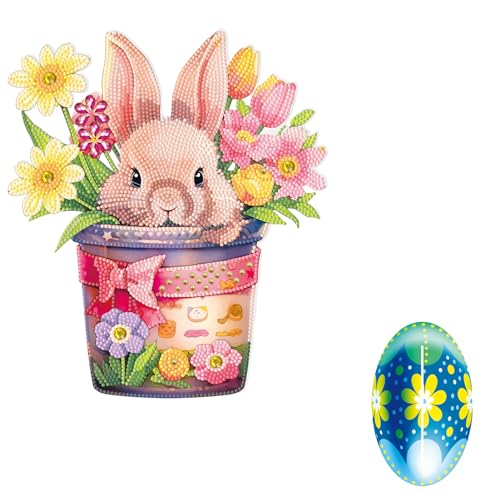 Pasdrucn DIY Diamond Painting Ostern Deko, Easter Crafts, Ostern Malerei Ostereier Tischdeko, Diamond Painting Kits Frühling Für Erwachsene Kinder, 5d Diamond Painting Wald (Stehschild,Satz 5) von Pasdrucn