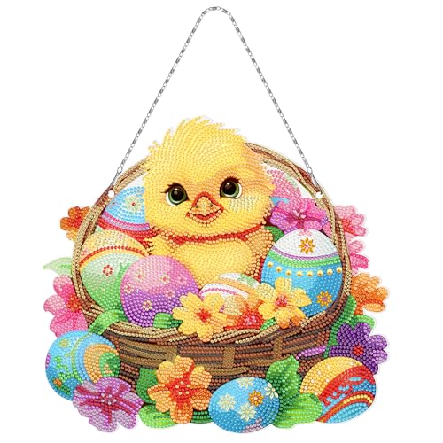 Pasdrucn DIY Diamond Painting Ostern Deko, Easter Crafts, Ostern Malerei Ostereier Tischdeko, Diamond Painting Kits Frühling Für Erwachsene Kinder, 5d Diamond Painting Wald (hängende Ornamente,Set 19) von Pasdrucn