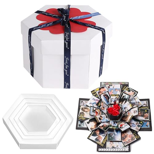 Pasdrucn Überraschungsbox Foto Geschenkbox, Fotogeschenke, DIY Geschenkbox Überraschungsbox, überraschungsbox Geburtstag, Surprise Box, Für Muttertag,Geburtstag,Jubiläum,Hochzeit (Weiß) von Pasdrucn