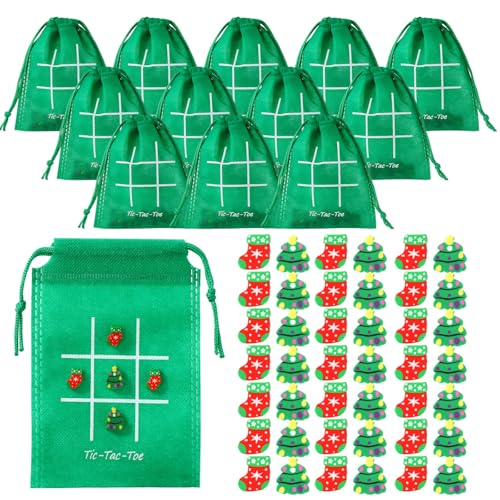 Pasimy 40-teiliges Set für Weihnachtsgeschenke, Tic Tac Toe-Spiel-Set enthält 40 Geschenktüten mit Kordelzug, 400 Mini-Radiergummi-Spiel für Mädchen, Jungen, Festival, Outdoor, Reisen, Klassenzimmer, von Pasimy