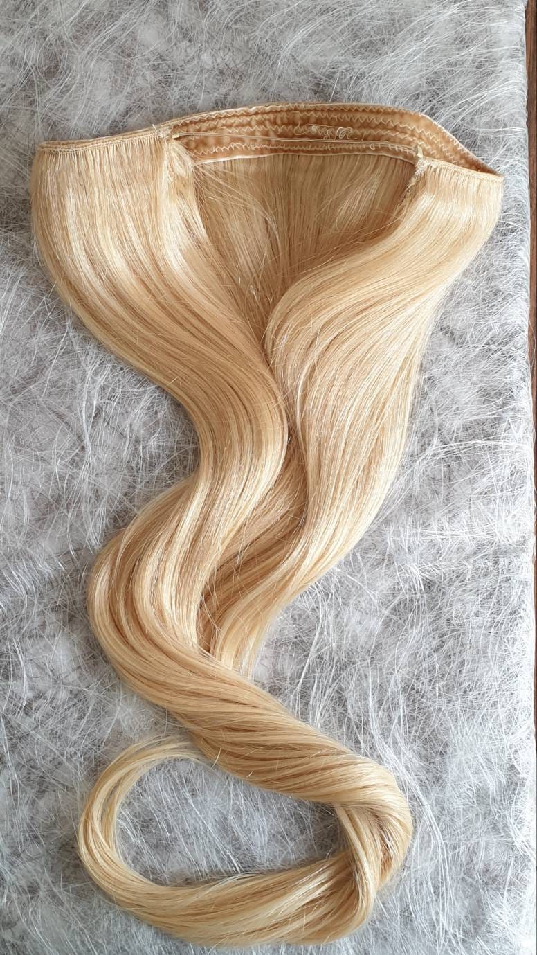 Blond #613 Remy Human Hair Extension With Invisible Wire No Clips in Extension, Piece, Ponytail 100G Bundle, Customizable von Passionyou